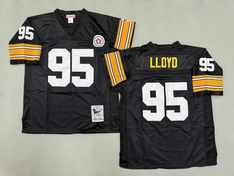 Men 2025 Pittsburgh Steelers 95 Lloyd black Throwback Limited NFL Jersey style 002